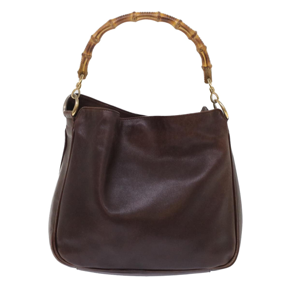 GUCCI Bamboo Hand Bag Leather 2way Brown 49284