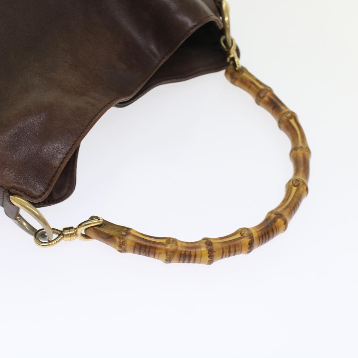GUCCI Bamboo Hand Bag Leather 2way Brown 49284