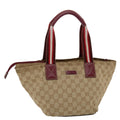 GUCCI GG Canvas Sherry Line Hand Bag Canvas Beige Red White