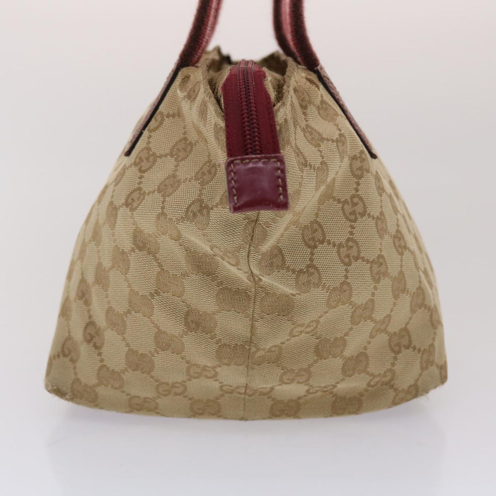GUCCI GG Canvas Sherry Line Hand Bag Canvas Beige Red White