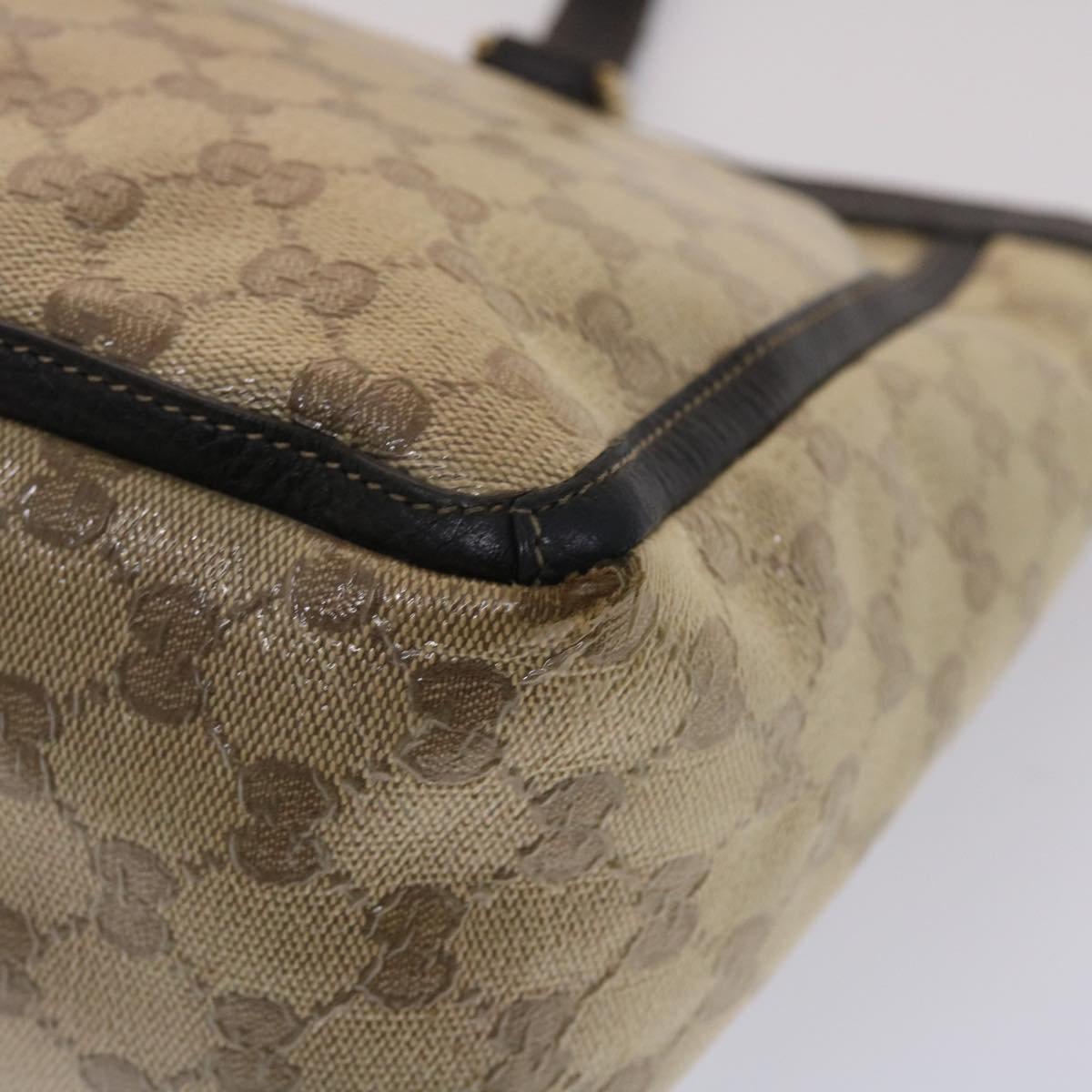GUCCI GG Canvas Tote Bag Coated Canvas Beige Dark Brown 268639 49291
