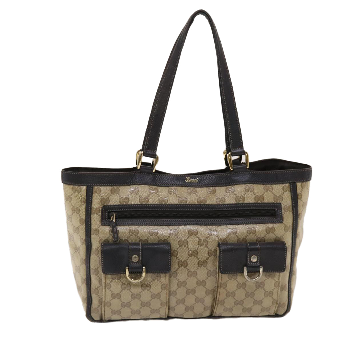 GUCCI GG Canvas Tote Bag Coated Canvas Beige Dark Brown 268639 49291