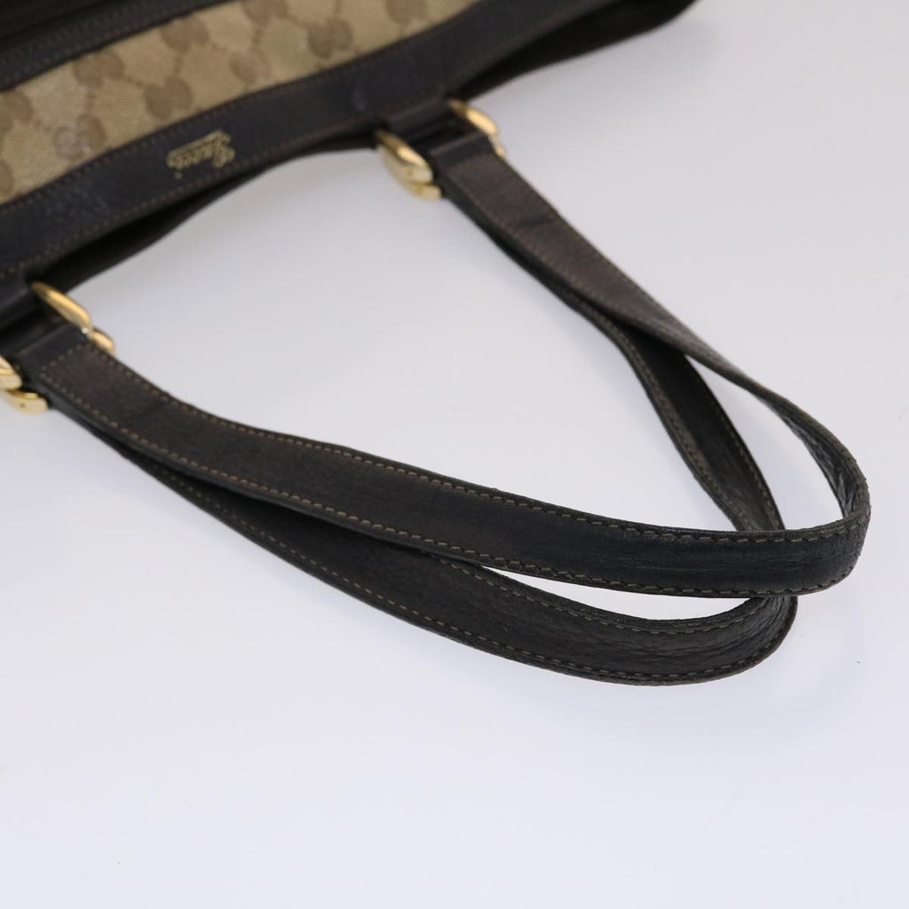 GUCCI GG Canvas Tote Bag Coated Canvas Beige Dark Brown 268639 49291