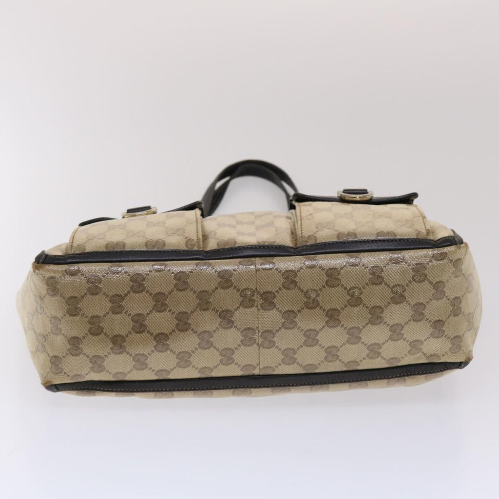 GUCCI GG Canvas Tote Bag Coated Canvas Beige Dark Brown 268639 49291