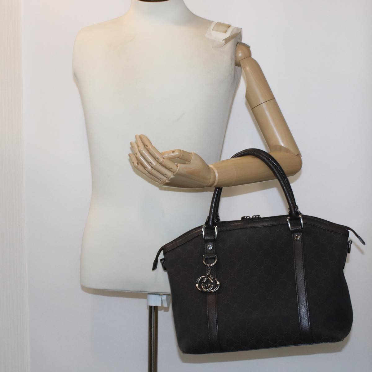 GUCCI GG Canvas Hand Bag 2way Brown 49293