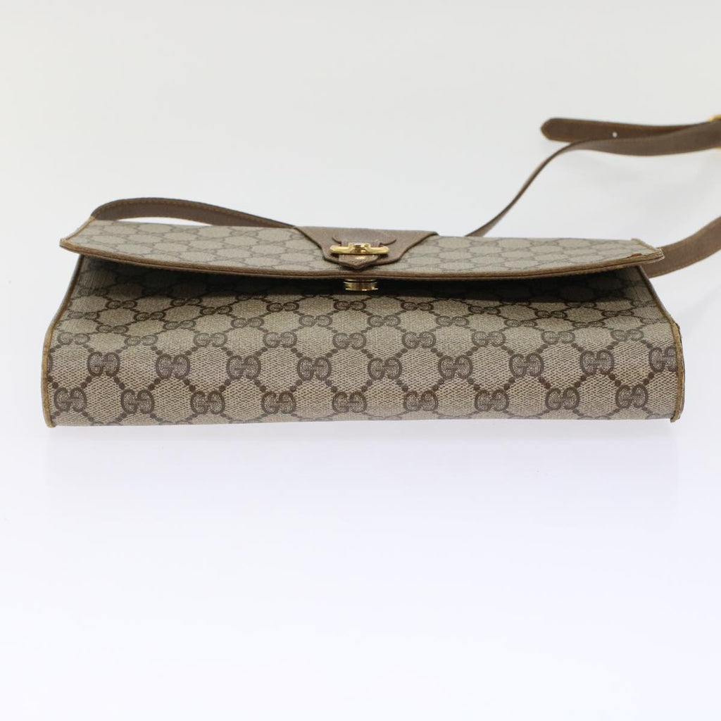 GUCCI GG Canvas Shoulder Bag PVC Leather Beige Brown 49295