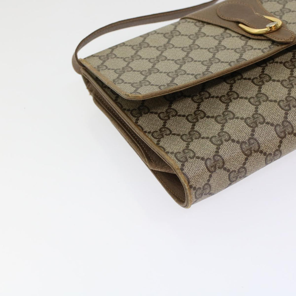 GUCCI GG Canvas Shoulder Bag PVC Leather Beige Brown 49295