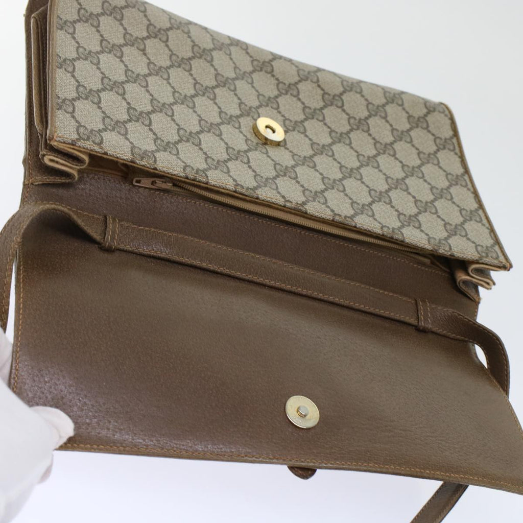 GUCCI GG Canvas Shoulder Bag PVC Leather Beige Brown 49295