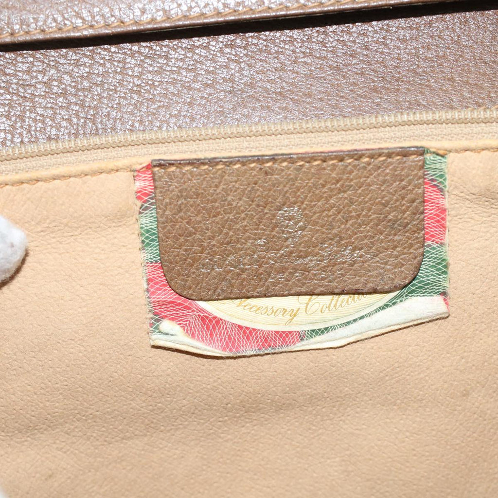 GUCCI GG Canvas Shoulder Bag PVC Leather Beige Brown 49295