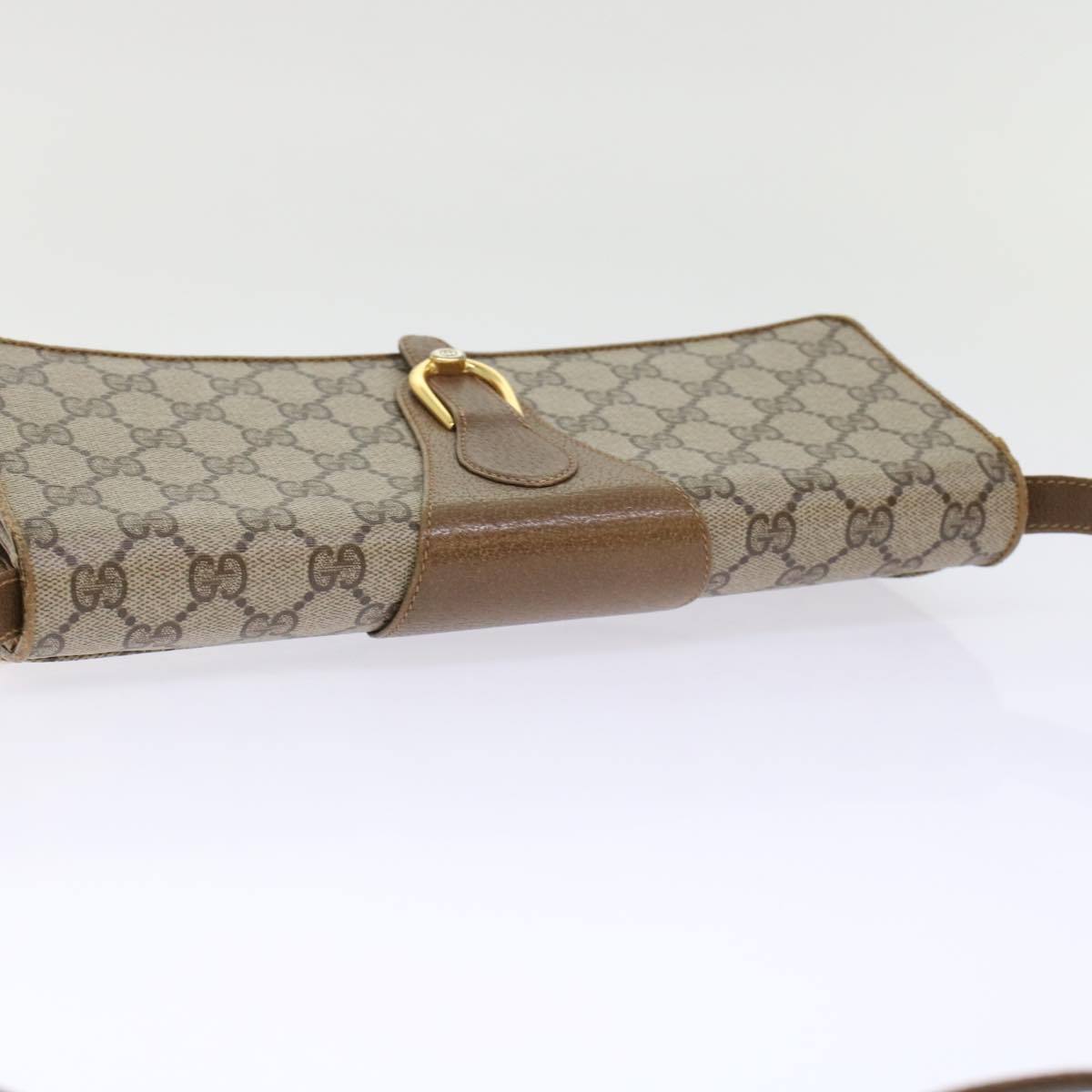 GUCCI GG Canvas Shoulder Bag PVC Leather Beige Brown 49295