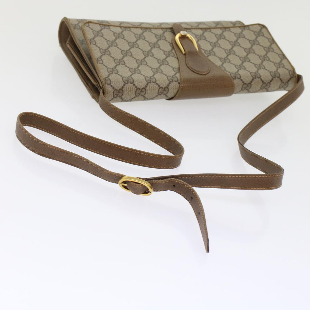 GUCCI GG Canvas Shoulder Bag PVC Leather Beige Brown 49295