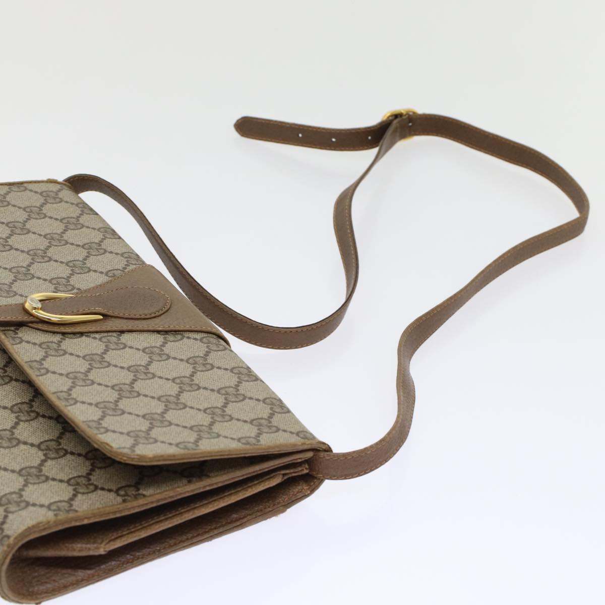 GUCCI GG Canvas Shoulder Bag PVC Leather Beige Brown 49295