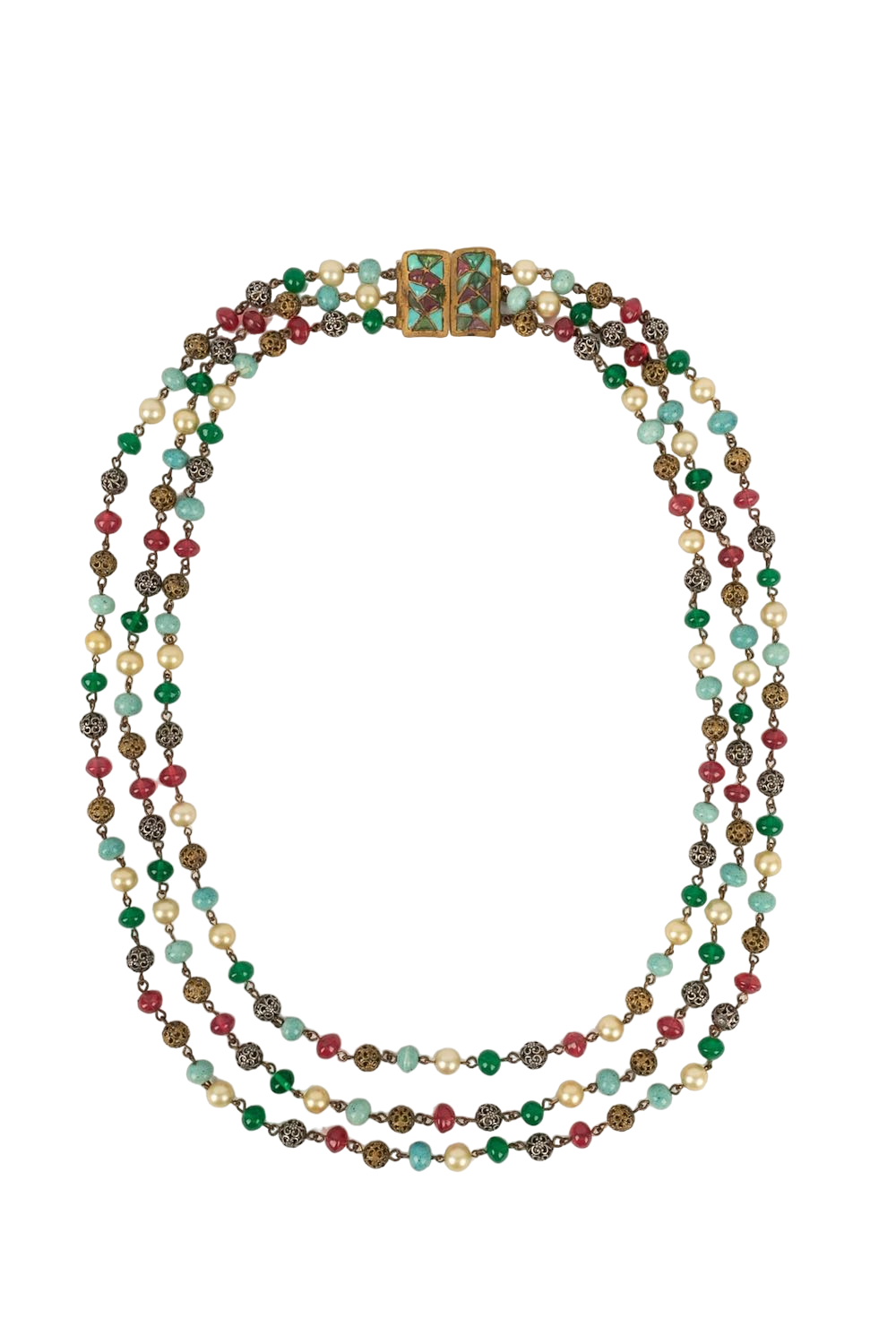 Collier ancien en pÃƒÆ’Ã‚Â¢te de verre.