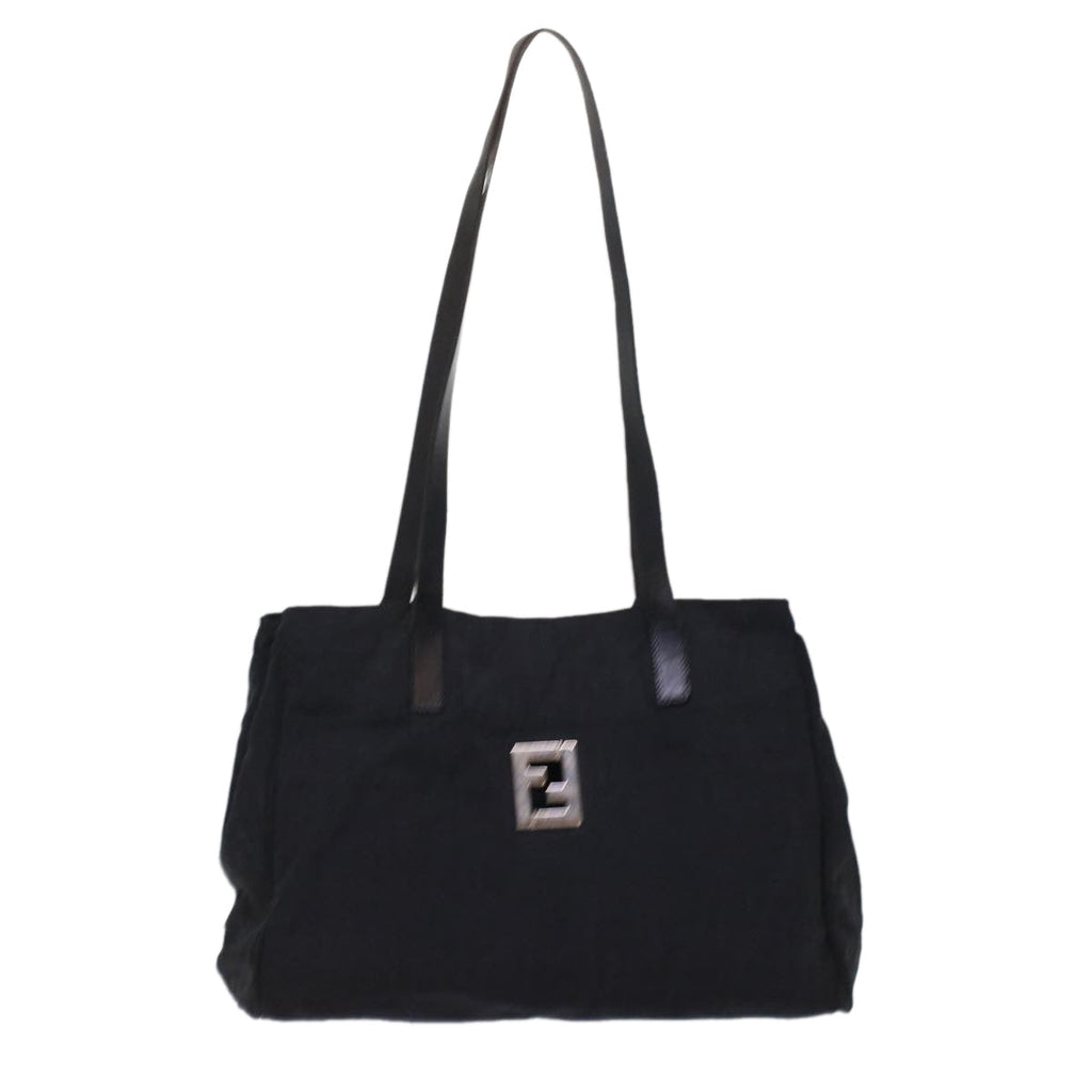FENDI Zucca Canvas Shoulder Bag Nylon Leather Black 49326