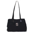FENDI Zucca Canvas Shoulder Bag Nylon Leather Black 49326