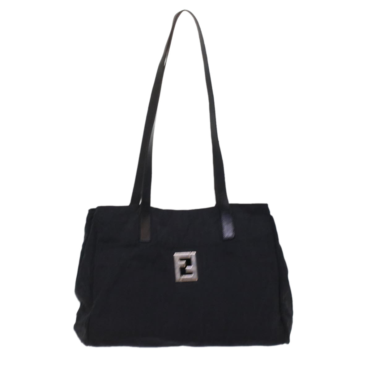 FENDI Zucca Canvas Shoulder Bag Nylon Leather Black 49326