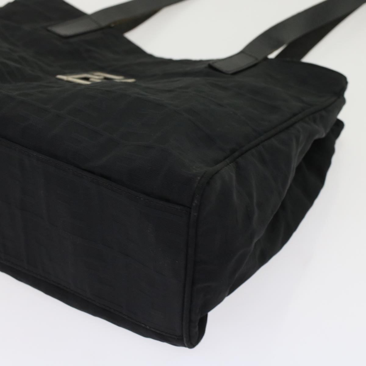 FENDI Zucca Canvas Shoulder Bag Nylon Leather Black 49326