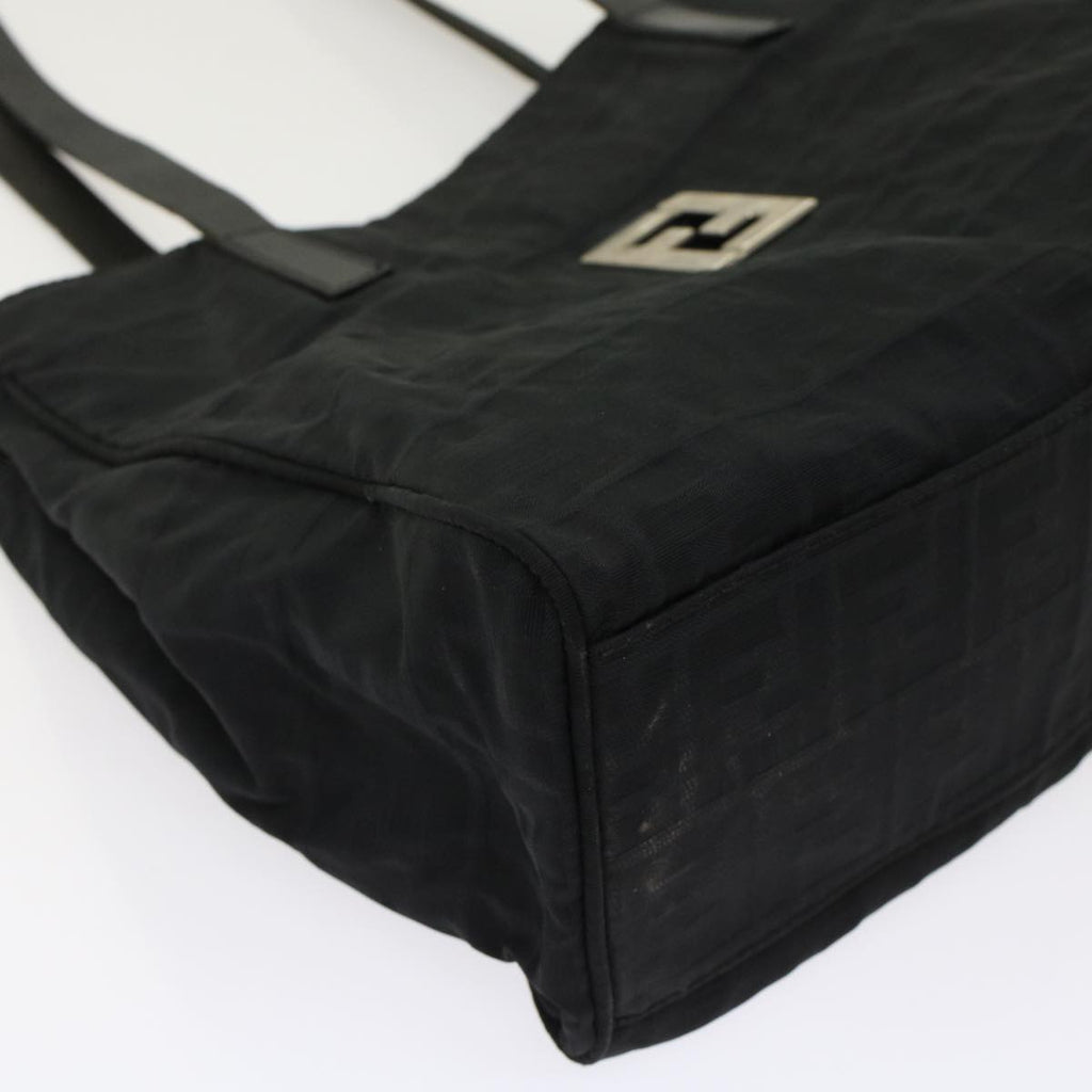 FENDI Zucca Canvas Shoulder Bag Nylon Leather Black 49326
