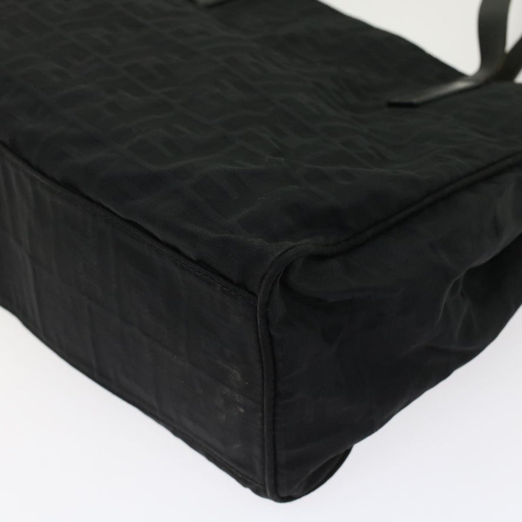 FENDI Zucca Canvas Shoulder Bag Nylon Leather Black 49326