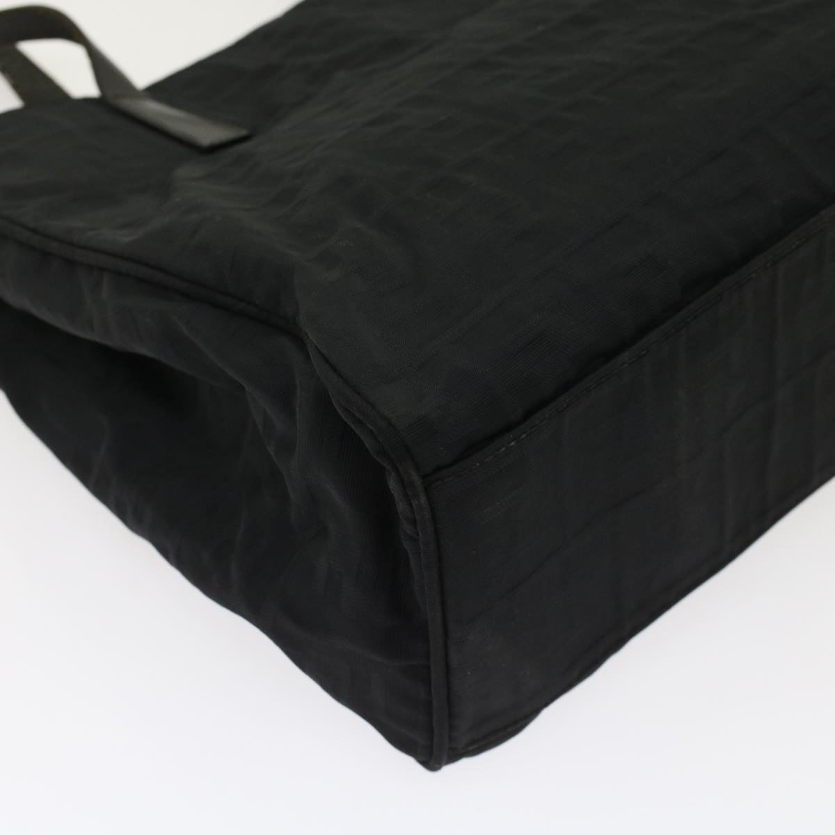 FENDI Zucca Canvas Shoulder Bag Nylon Leather Black 49326