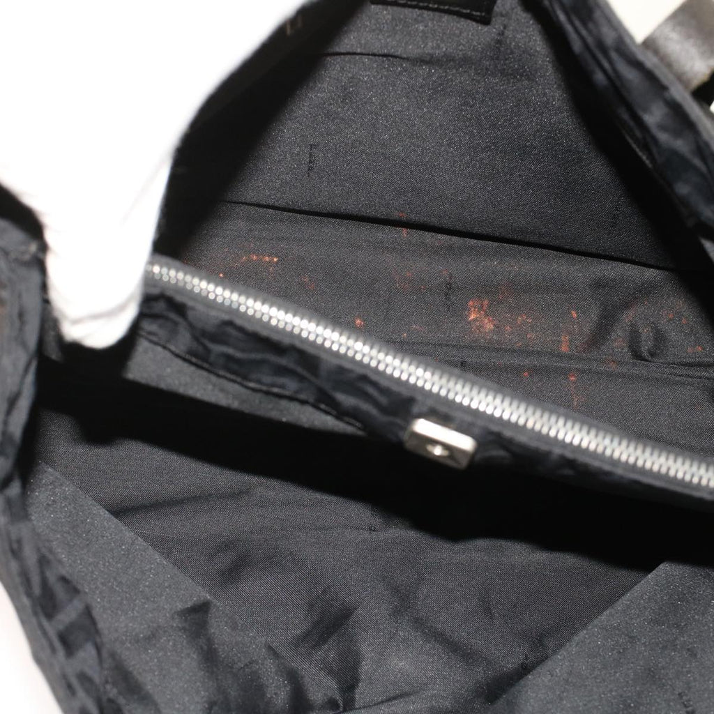 FENDI Zucca Canvas Shoulder Bag Nylon Leather Black 49326