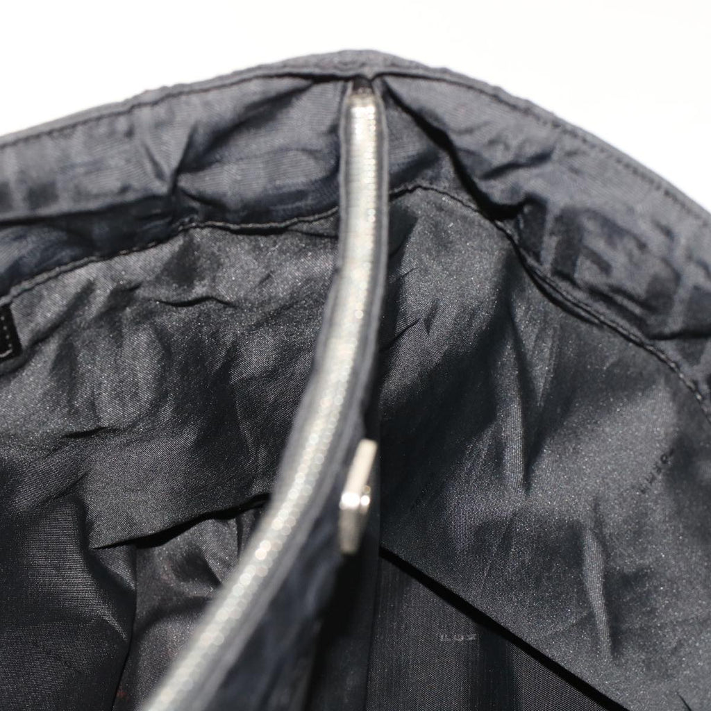FENDI Zucca Canvas Shoulder Bag Nylon Leather Black 49326