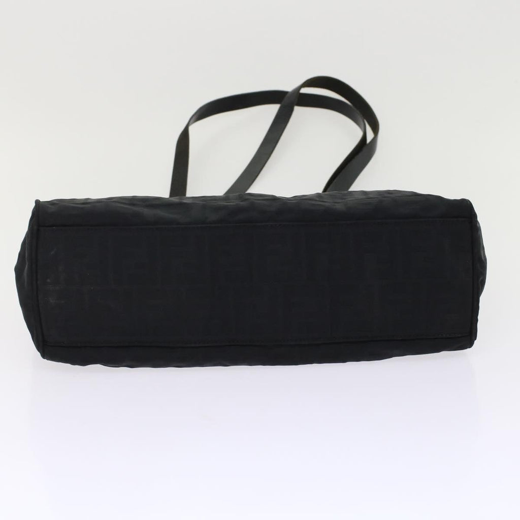 FENDI Zucca Canvas Shoulder Bag Nylon Leather Black 49326