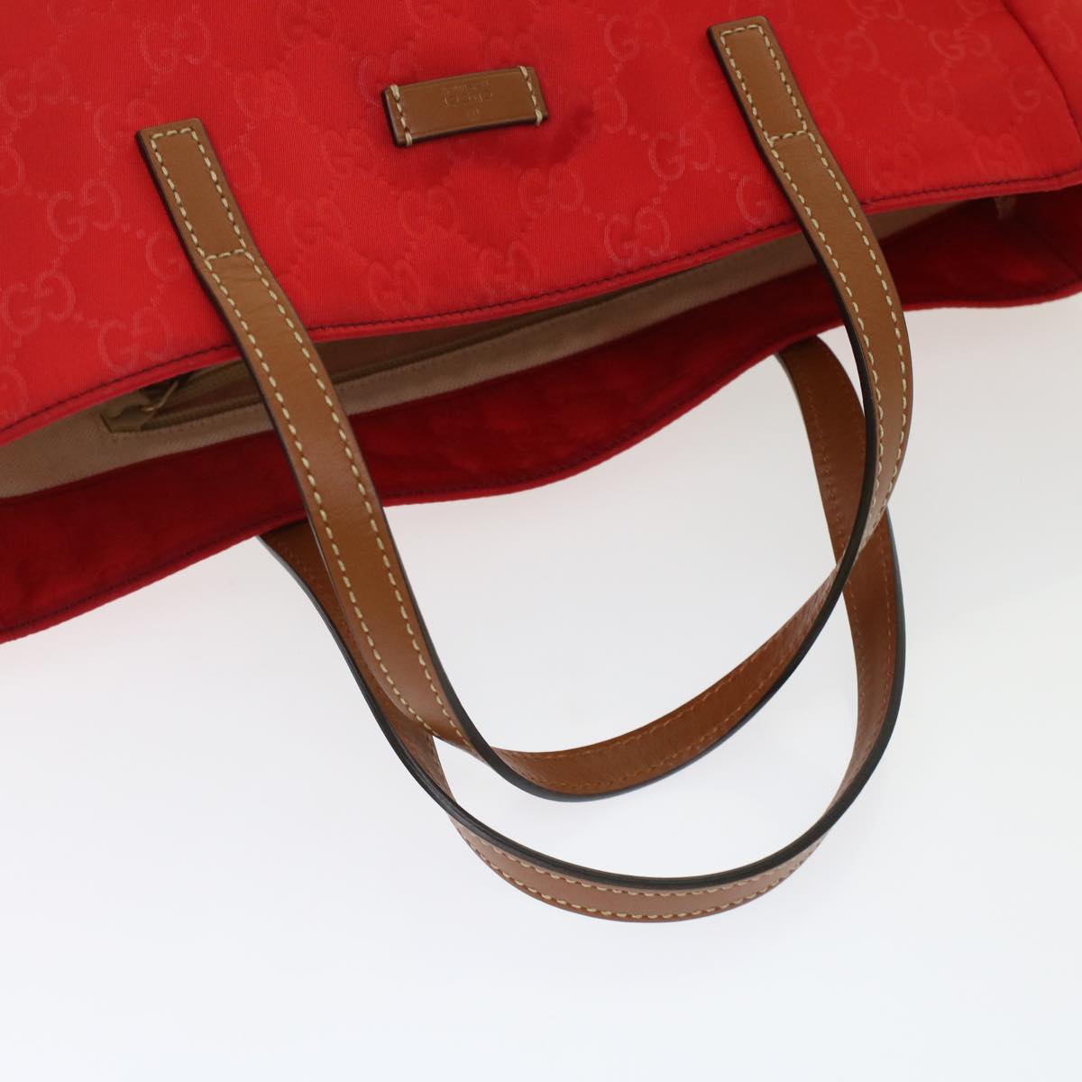 GUCCI GG Canvas Hand Bag Red 282439 49409