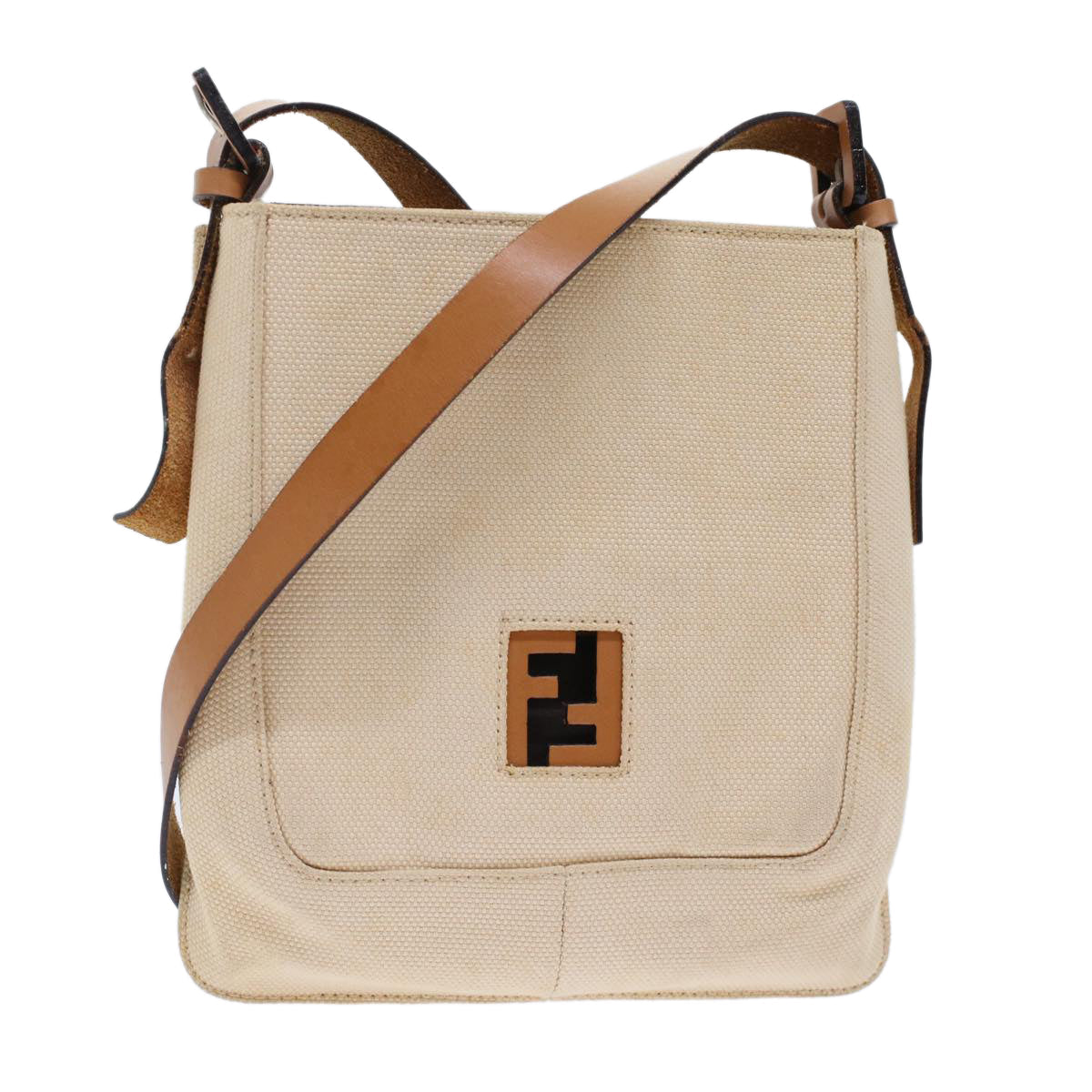 FENDI Shoulder Bag Canvas Beige 49413