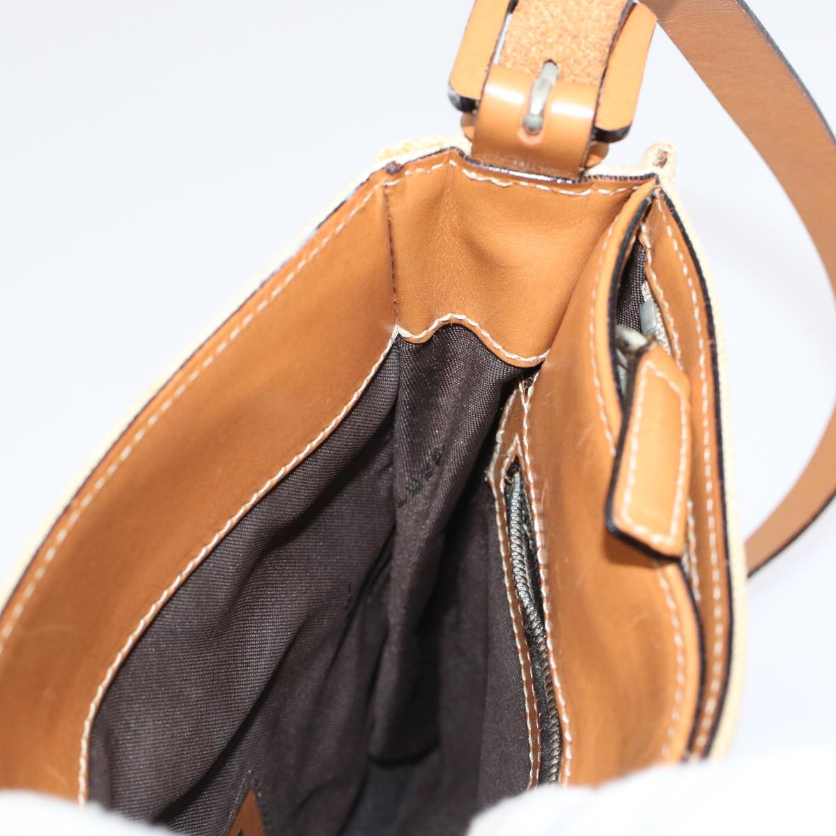 FENDI Shoulder Bag Canvas Beige 49413