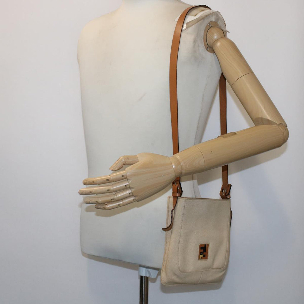 FENDI Shoulder Bag Canvas Beige 49413
