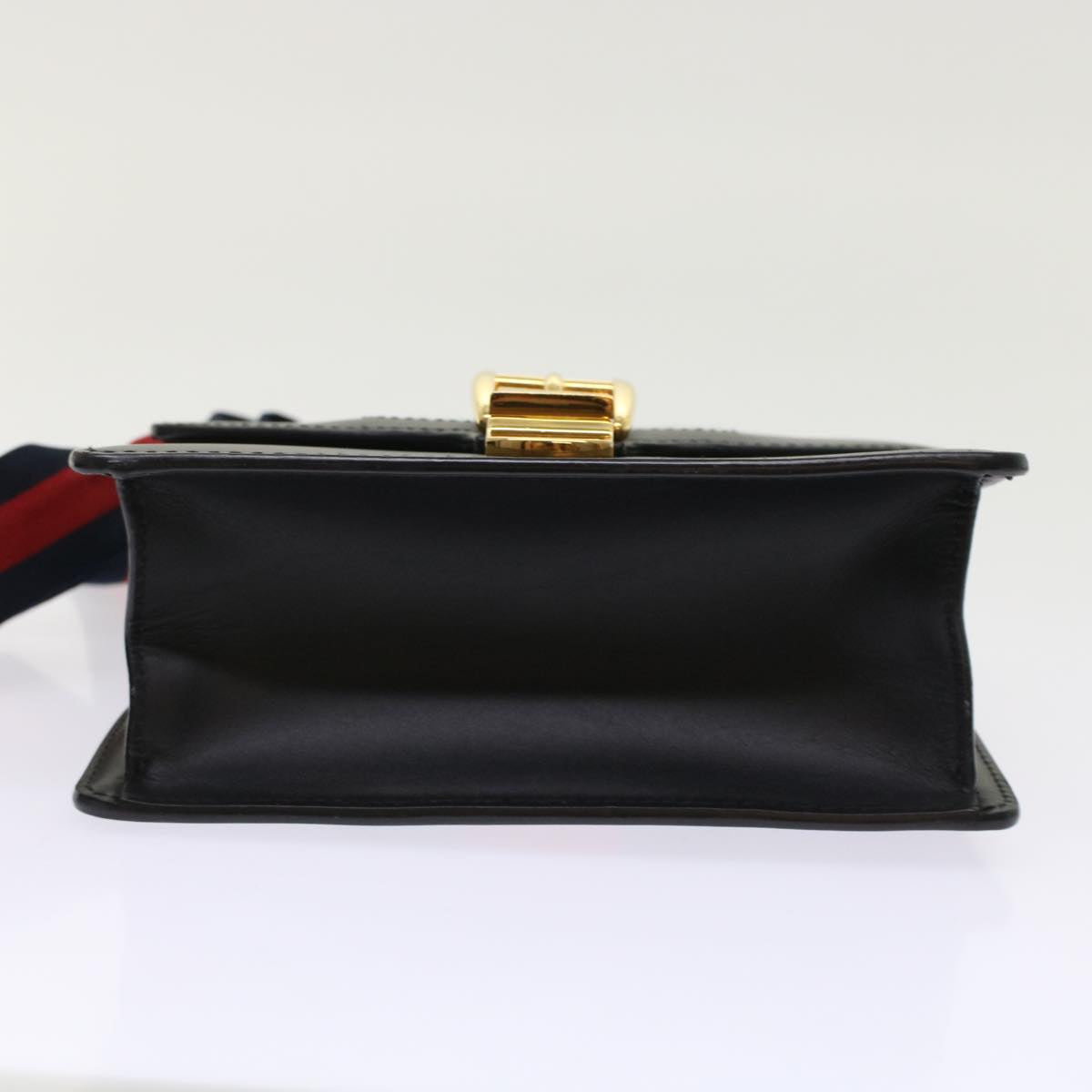 GUCCI Web Sherry Line Chain Silvi Shoulder Bag Leather Black 431666 49437A