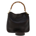 GUCCI Bamboo Hand Bag Leather 2way Dark Brown 01 1638 200047 49450