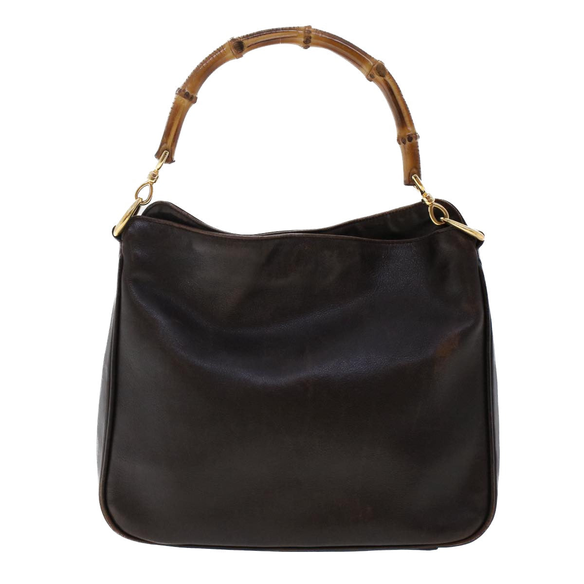 GUCCI Bamboo Hand Bag Leather 2way Dark Brown 01 1638 200047 49450
