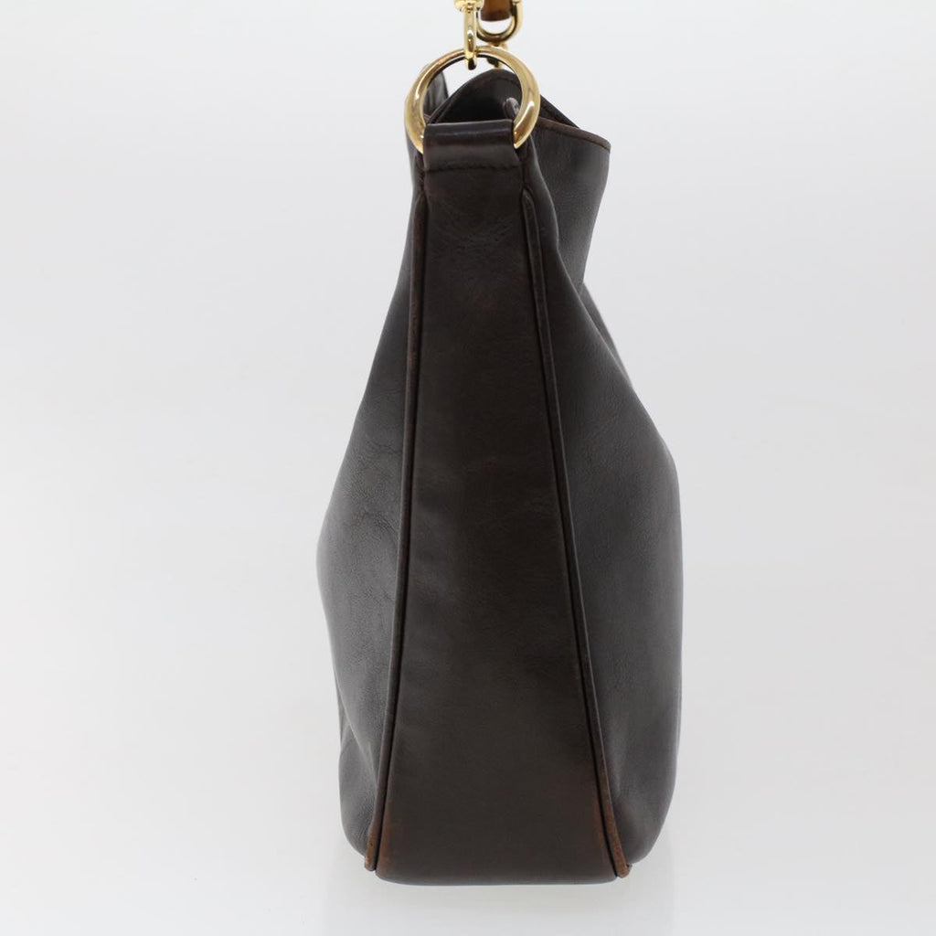 GUCCI Bamboo Hand Bag Leather 2way Dark Brown 01 1638 200047 49450