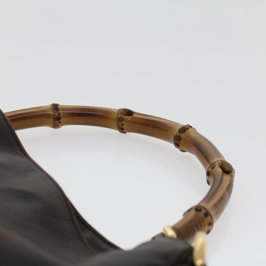 GUCCI Bamboo Hand Bag Leather 2way Dark Brown 01 1638 200047 49450