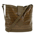 FENDI Zucchino Canvas Shoulder Bag Brown 49490