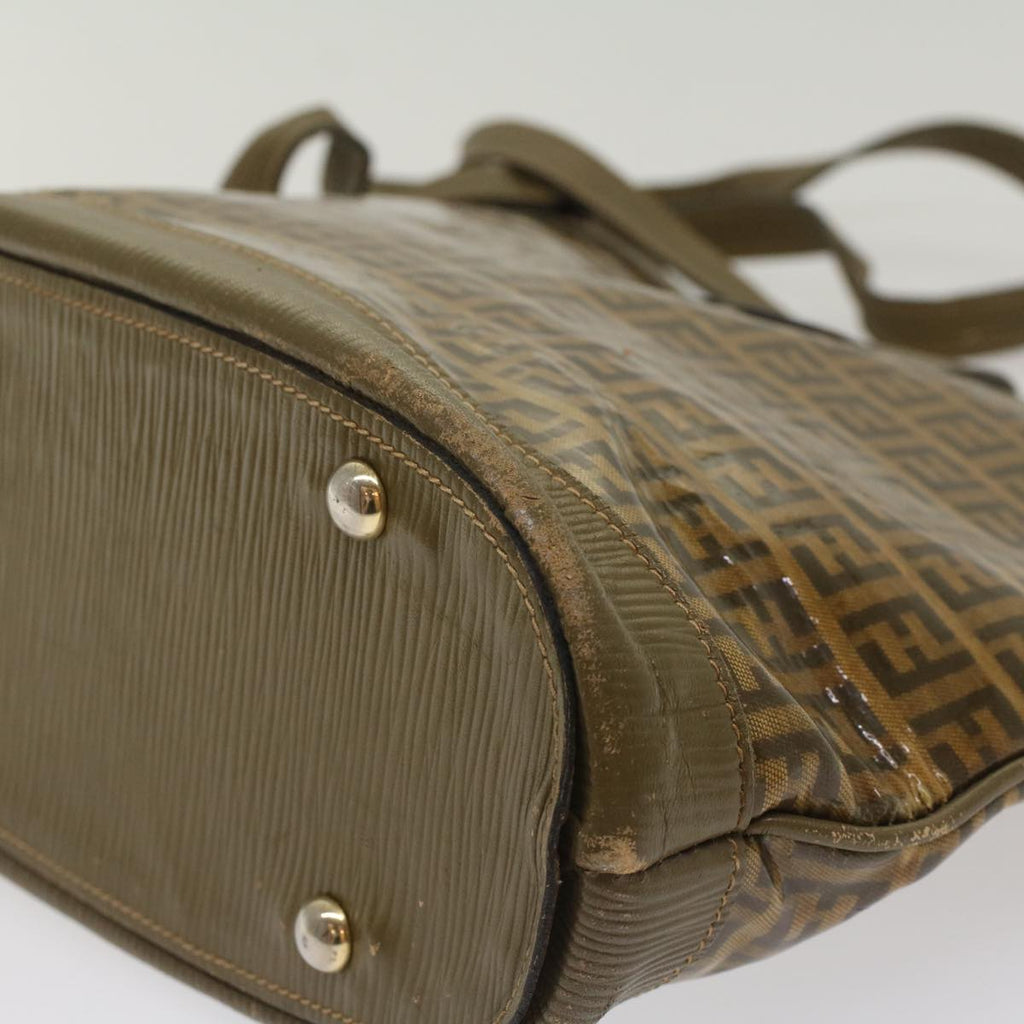 FENDI Zucchino Canvas Shoulder Bag Brown 49490