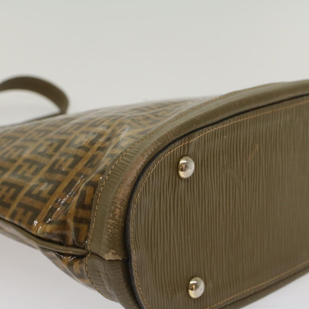 FENDI Zucchino Canvas Shoulder Bag Brown 49490