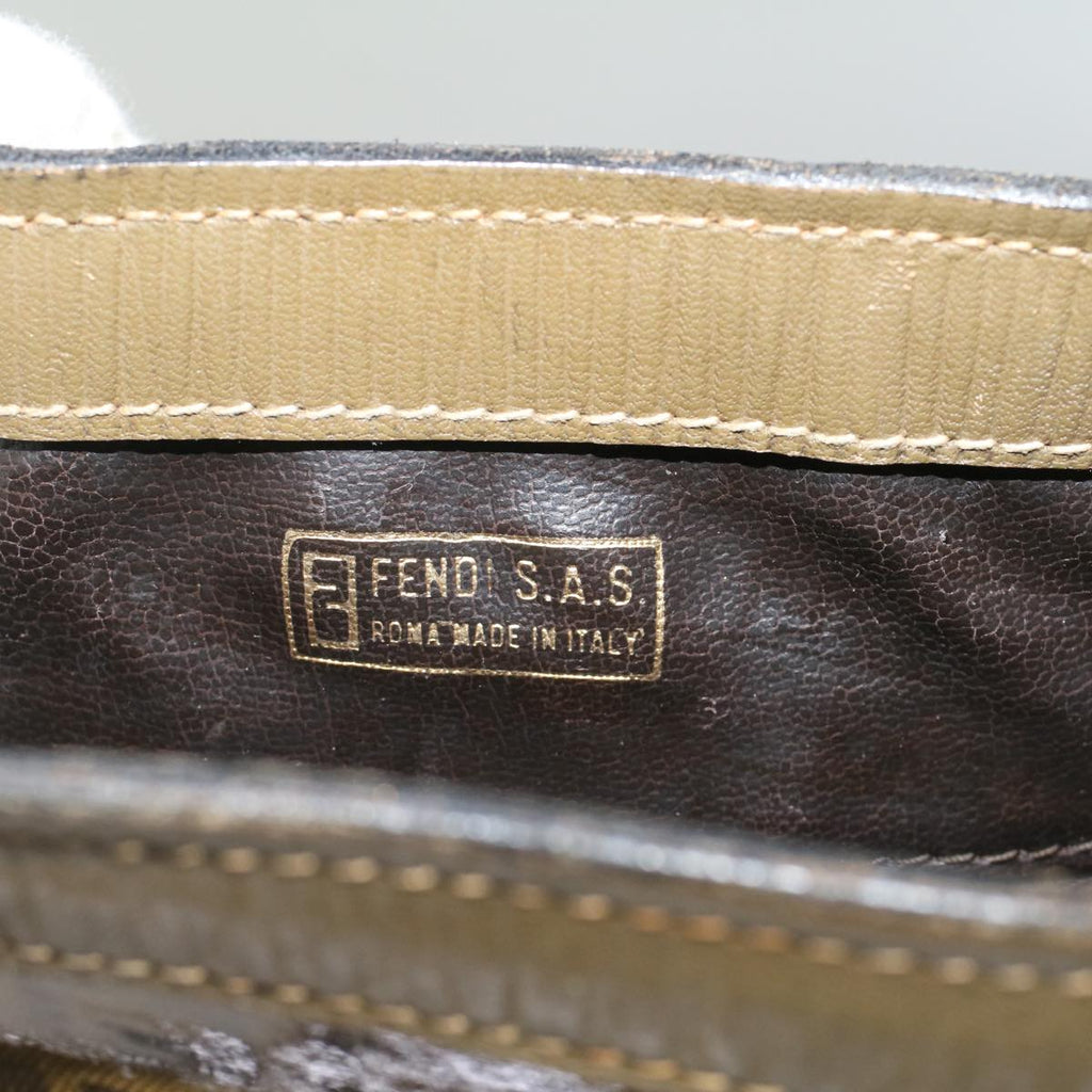 FENDI Zucchino Canvas Shoulder Bag Brown 49490
