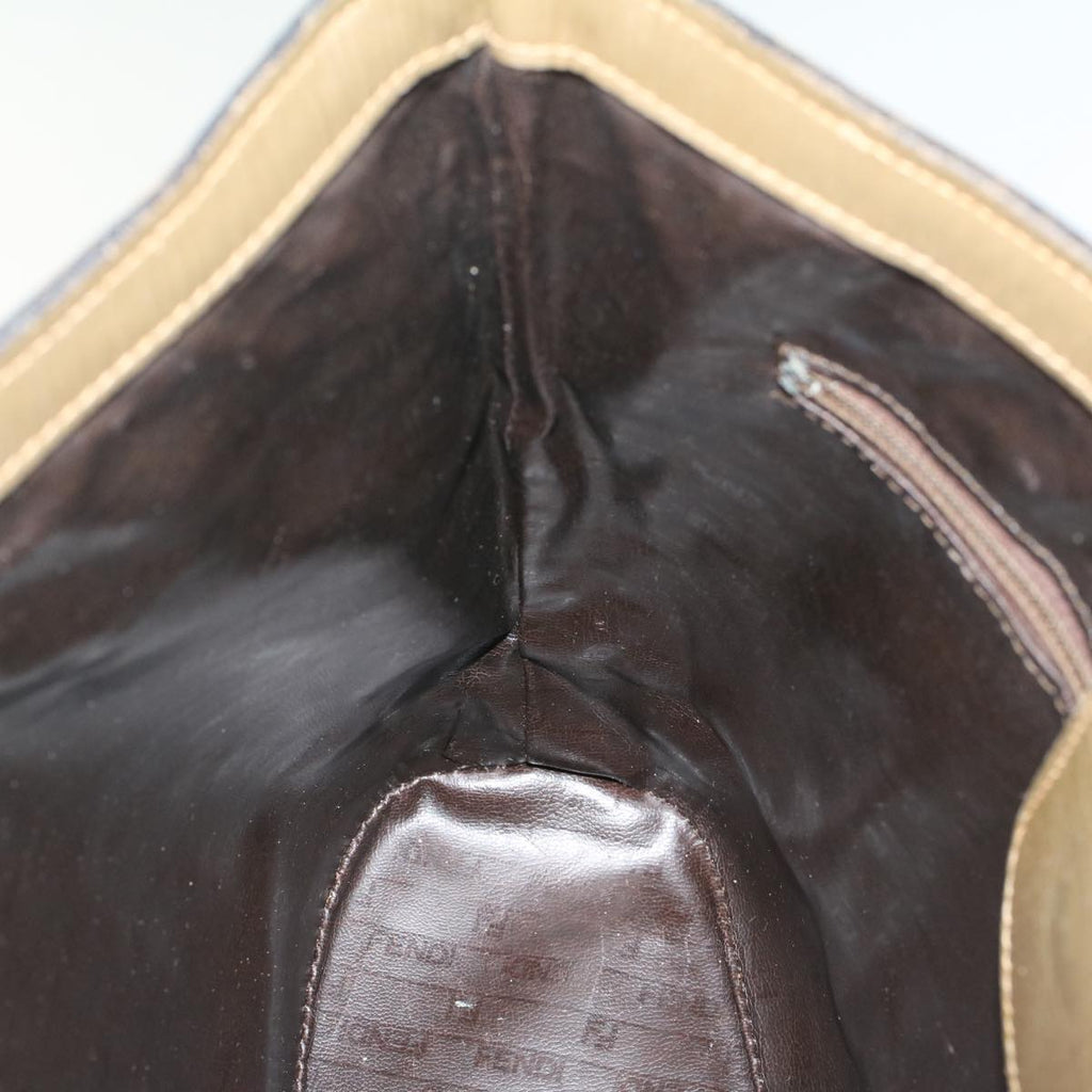 FENDI Zucchino Canvas Shoulder Bag Brown 49490
