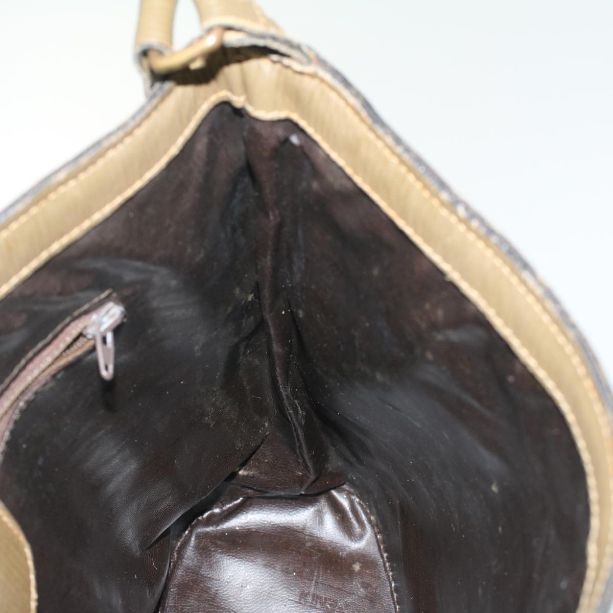 FENDI Zucchino Canvas Shoulder Bag Brown 49490