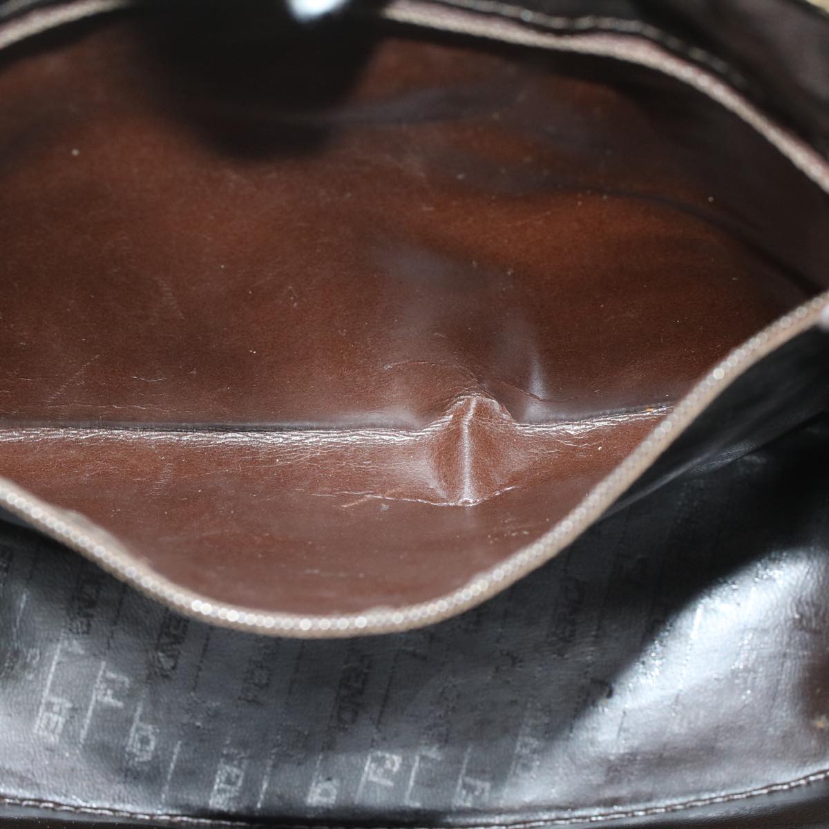 FENDI Zucchino Canvas Shoulder Bag Brown 49490