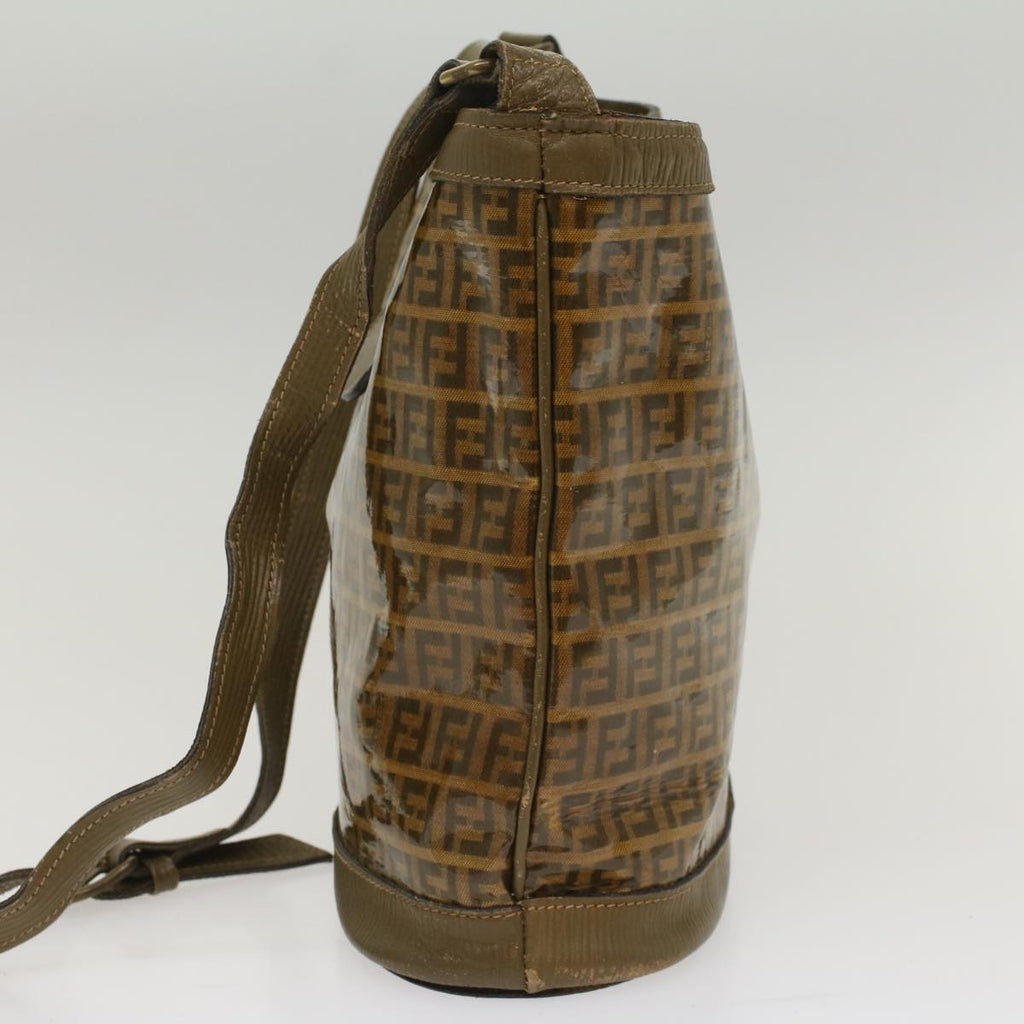 FENDI Zucchino Canvas Shoulder Bag Brown 49490