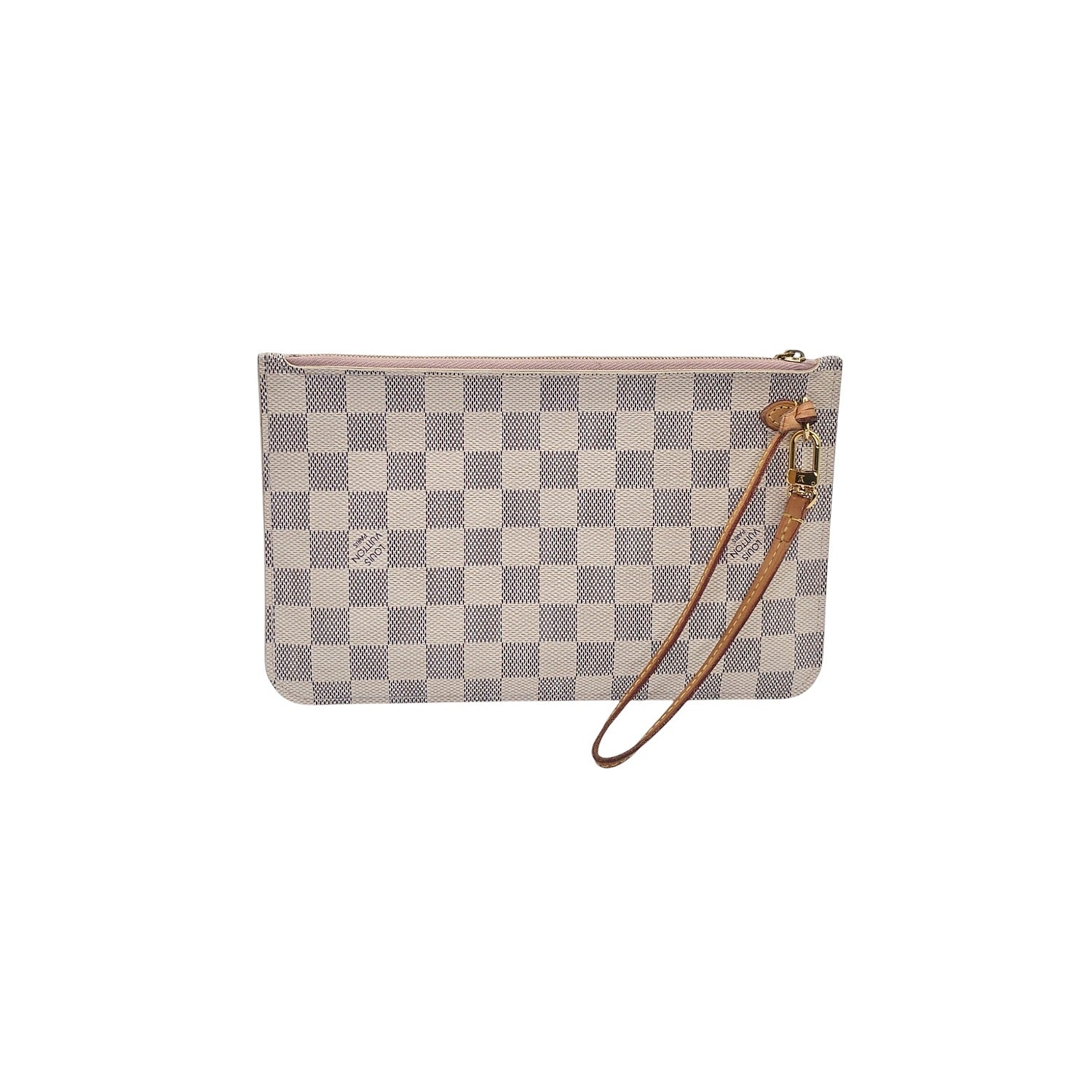 Louis Vuitton Damier Azur Pochette Wristlet Rose Ballerine