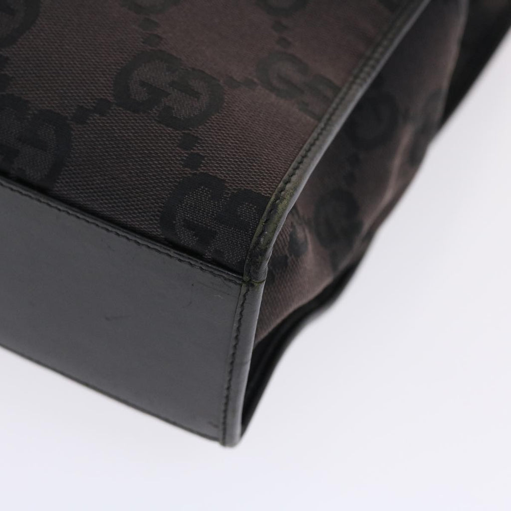 GUCCI GG Canvas Jackie Tote Bag Leather Black 00210643444 49600