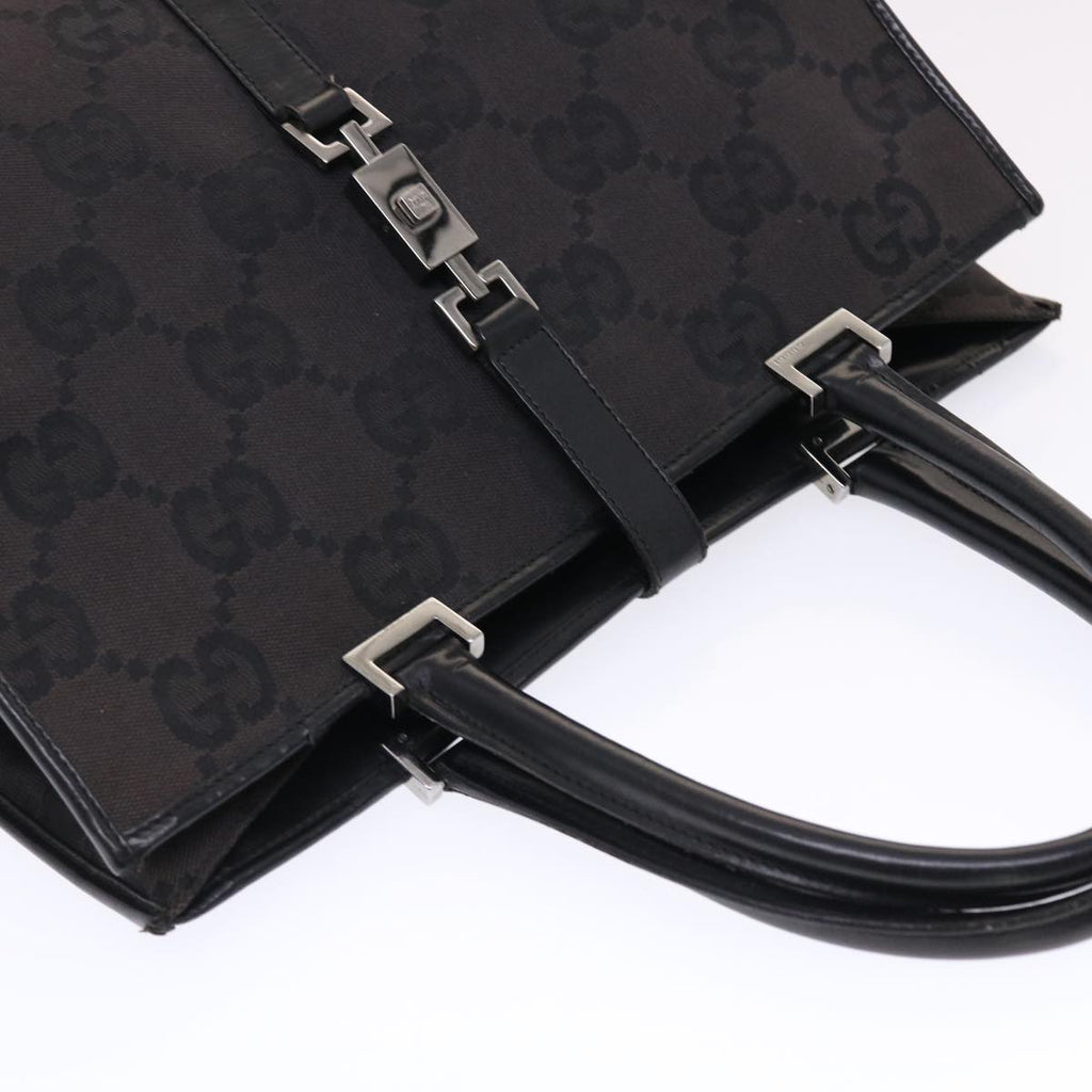 GUCCI GG Canvas Jackie Tote Bag Leather Black 00210643444 49600