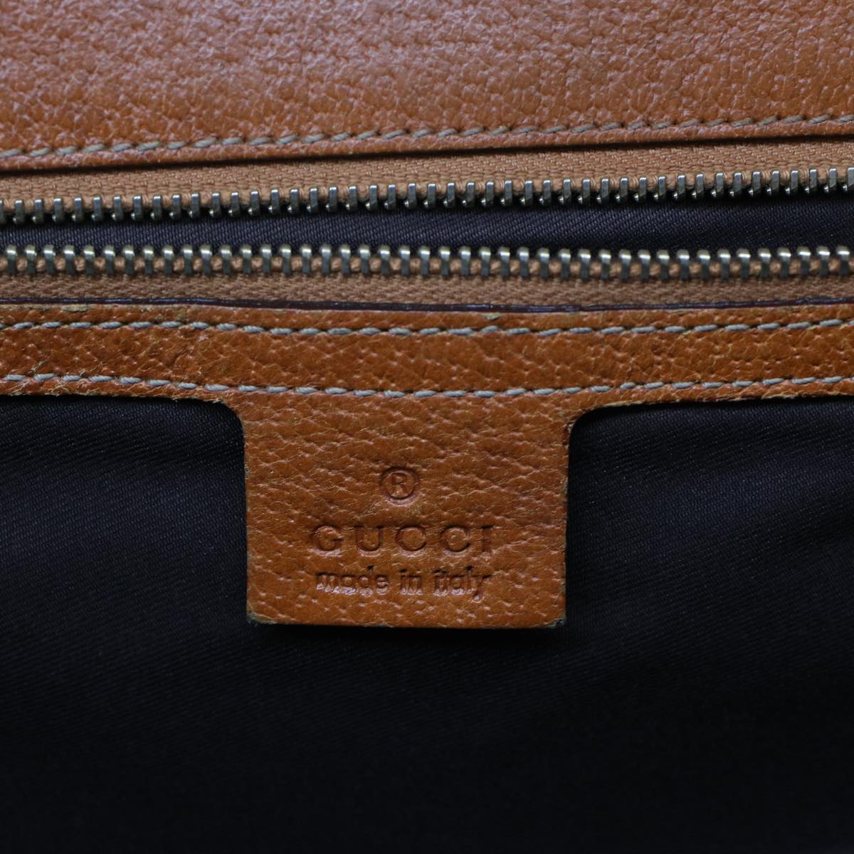 GUCCI GG Canvas Tote Bag Leather Beige 145769 49602