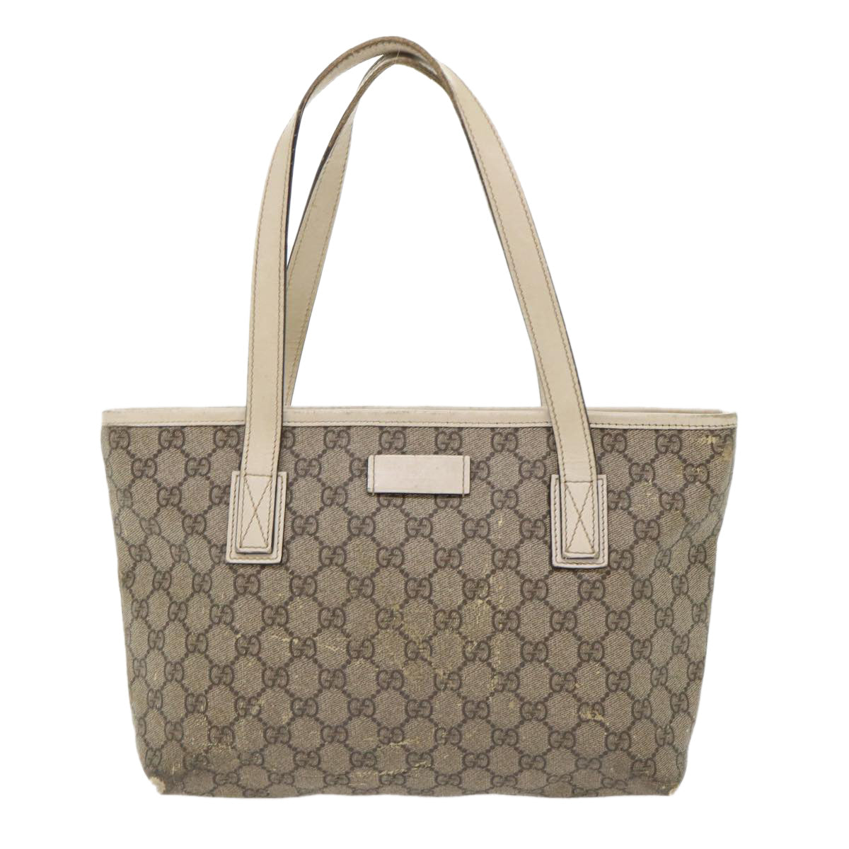 GUCCI GG Canvas Hand Bag PVC Leather Beige 211133 49611