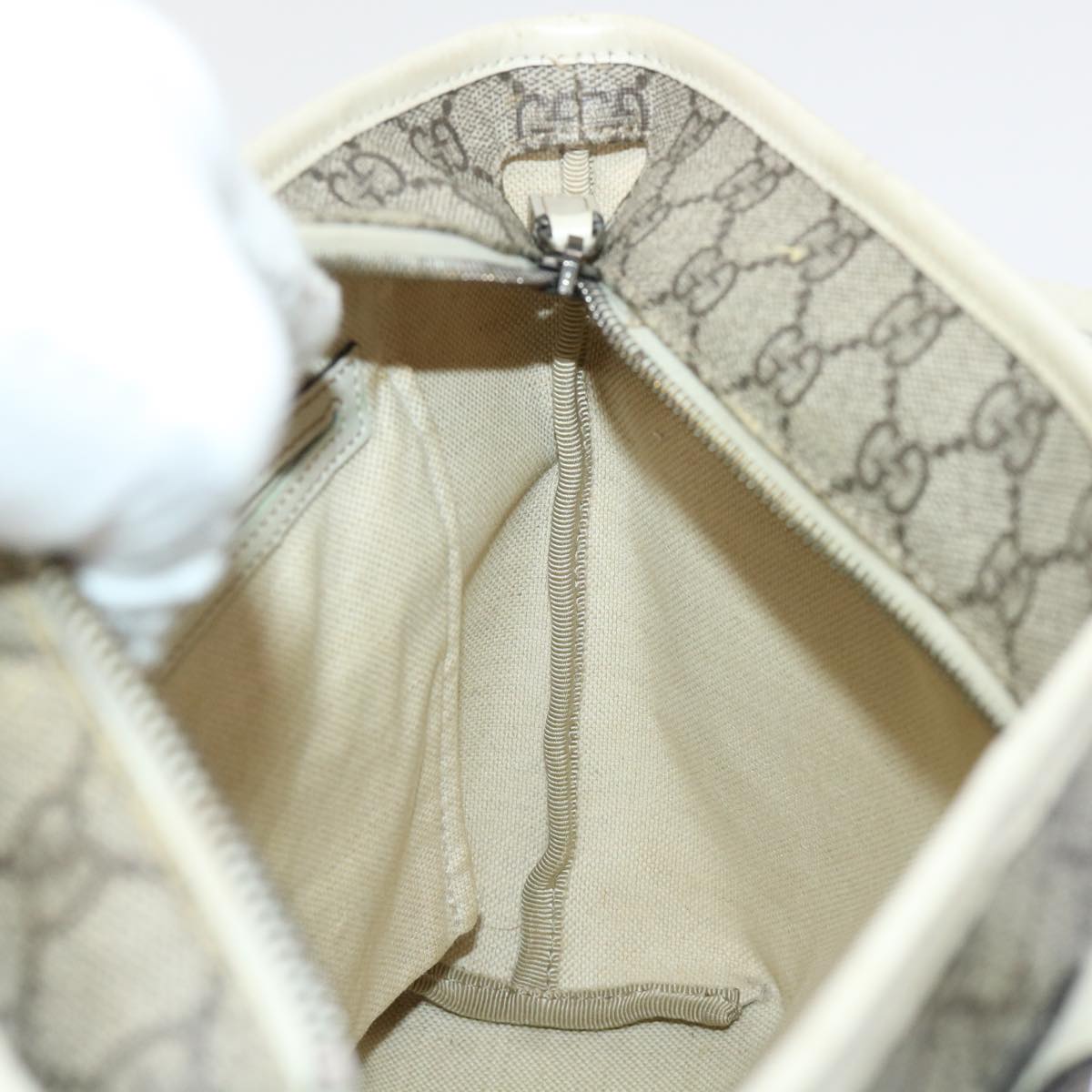 GUCCI GG Canvas Hand Bag PVC Leather Beige 211133 49611